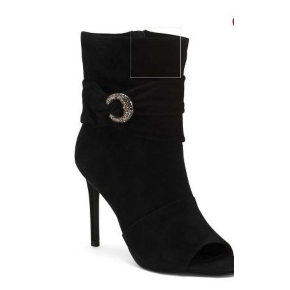 Vince Camuto Women's Size 9 Open Toe Bootie Ankle Boot with Black Suede Elegance